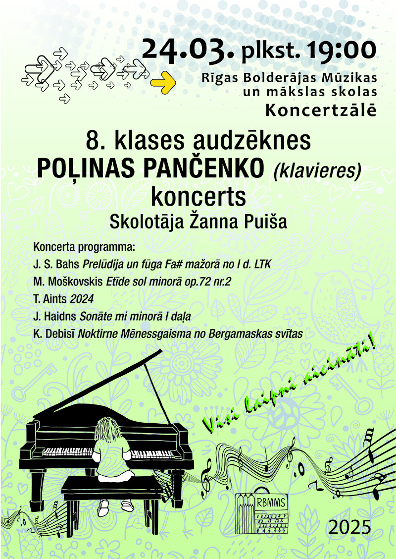 8. klases klavierspēles audzēknes POĻINAS PANČENKO KONCERTS
