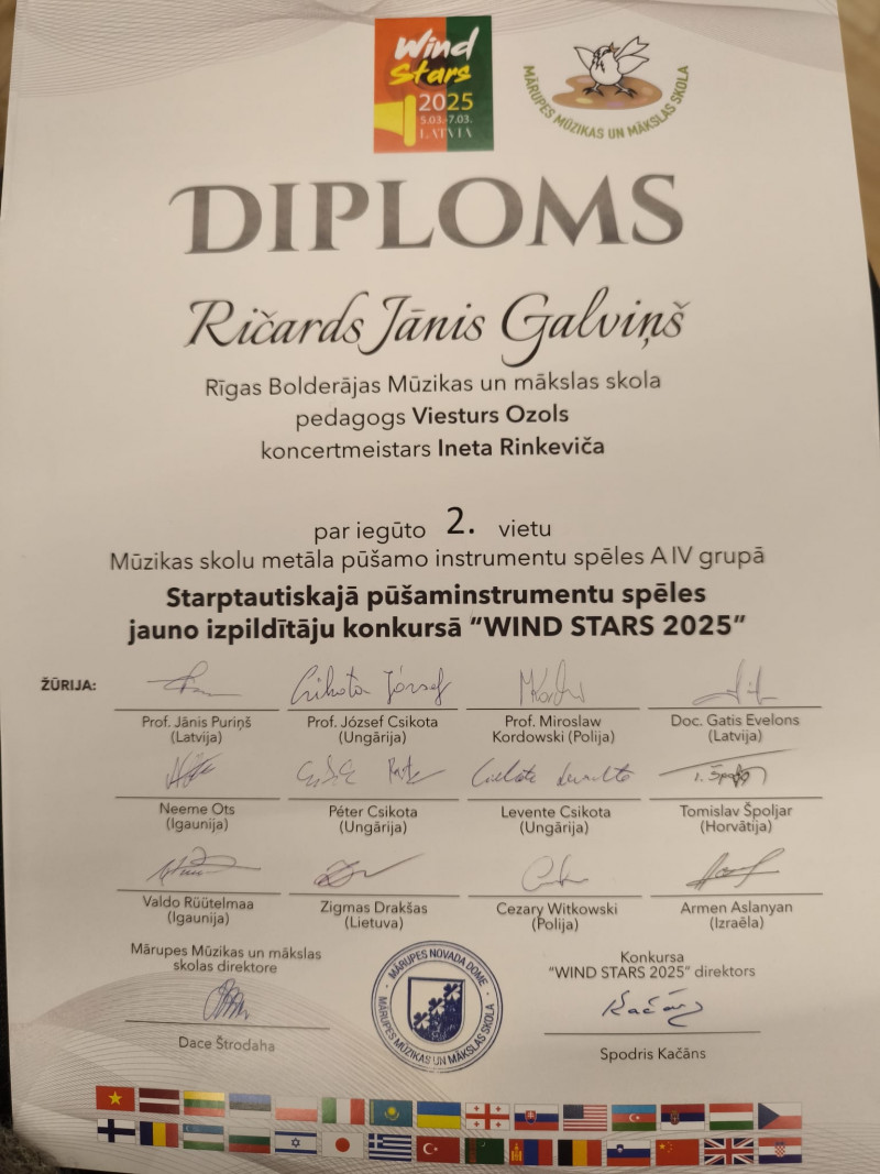 Starptautiskais pūšaminstrumentu spēles jauno izpildītāju konkurss “WIND STARS 2025”